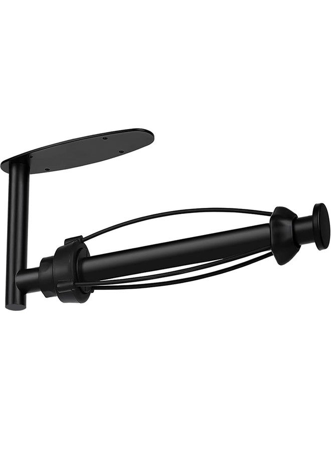 Gewtur Single Hand Operable Paper Towel Holder Under Cabinet with Damping Effect, Self Adhesive Paper Towel Roll Holder Wall Mount for Kitchen Bathroom, SUS304 Stainless Steel, Black - Image 1